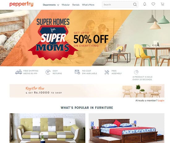 Pepperfry Online Shopping Sites in India