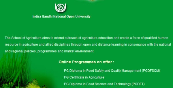 IGNOU Started PG Diploma in Food Science